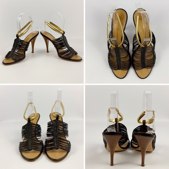 GIUSEPPE ZANOTTI / PISSI GOLD ANKLET SANDALS - Picture 2 of 6